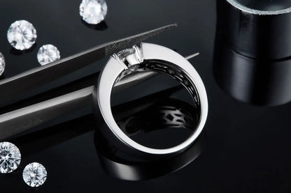 Vibrant D Color VVS1 Moissanite Ring - 18K Gold-Plated S925 Silver Men's Ring, Perfect for Weddings, Engagements, Anniversaries