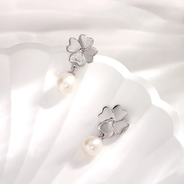 Jewelry bulk wholesale 925 sterling silver flower four 4 leaf clove stud earrings for women