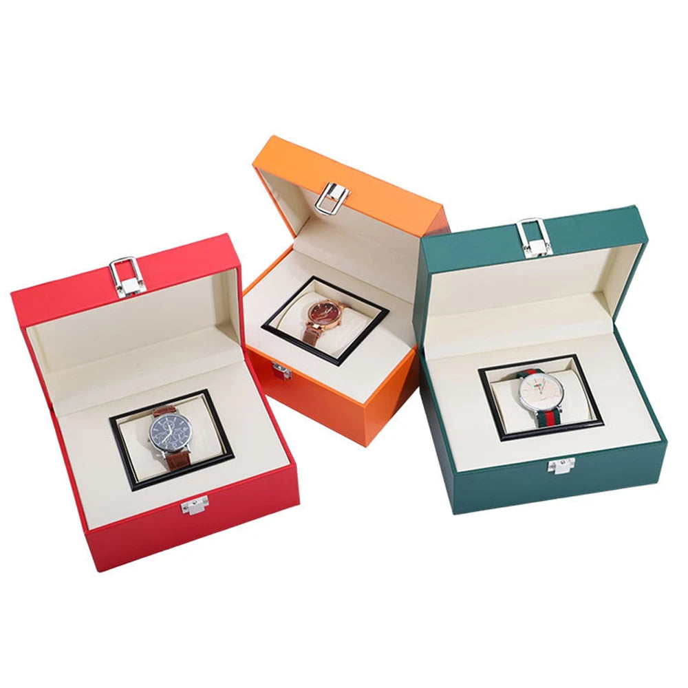 Luxury PU Leather Watch Box with High-End Display Elegant Storage Case