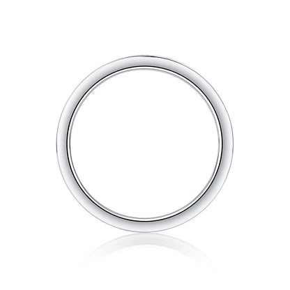 925 Sterling Silver 2mm Full Moissanite Wedding Band Lab Diamond Engagement Eternal Ring with Cut Pearl for Women's Jewelry