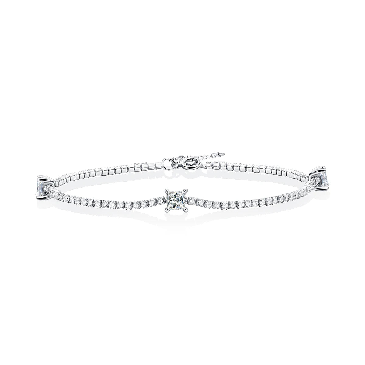 Fashionable S925 Sterling Silver Bracelet with Diamond Moissanite for Women Engagement Party Anniversary Jewelry