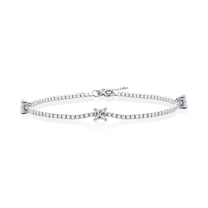 Fashionable S925 Sterling Silver Bracelet with Diamond Moissanite for Women Engagement Party Anniversary Jewelry