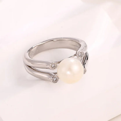 925 sterling silver simple vintage large big freshwater pearl ring design in silver