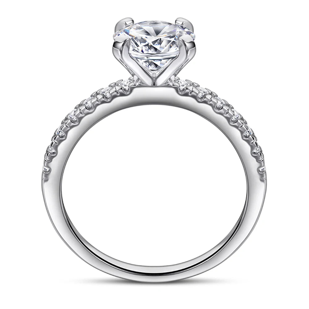 Classic Ring Round Brilliant CZ 925 Sterling Silver Zirconia Engagement Wedding Ring with 18K Gold plated Rose Gold Plated