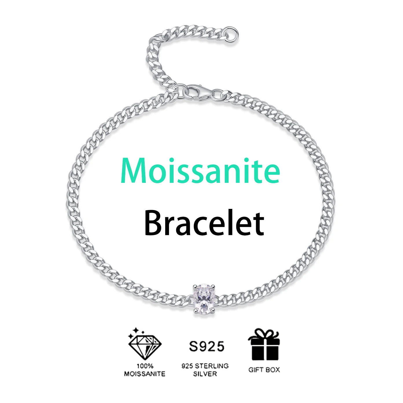 hot sale fine jewelry lab diamond 925 sterling silver rhodium plated moissanite bracelet men  link bracelet