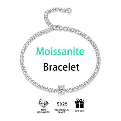 hot sale fine jewelry lab diamond 925 sterling silver rhodium plated moissanite bracelet men  link bracelet