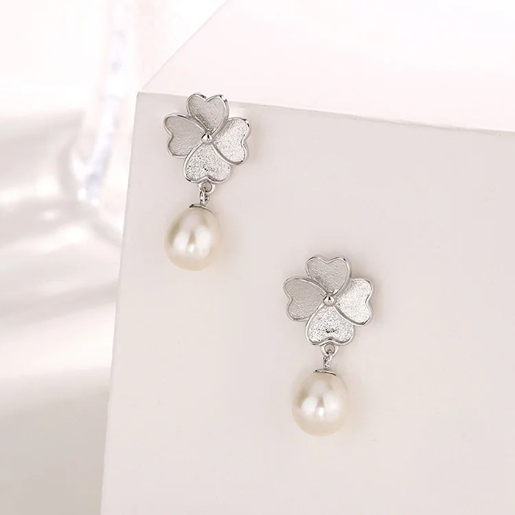 Jewelry bulk wholesale 925 sterling silver flower four 4 leaf clove stud earrings for women