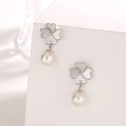 Jewelry bulk wholesale 925 sterling silver flower four 4 leaf clove stud earrings for women