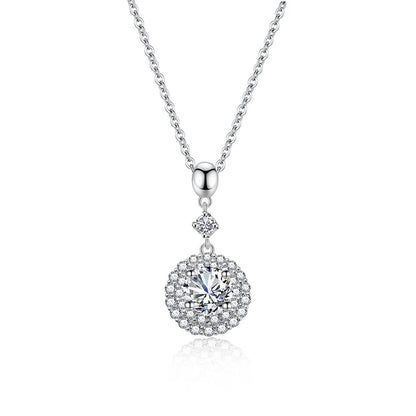 Jeweller Buy Trendy 925 Sterling Silver Necklace with Iced out Moissanite round Pendant Fine Jewelry with Link Chain