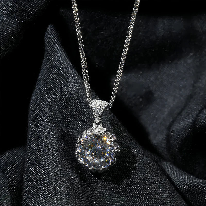 Jeweller Buy Hot Sale Luxury Necklace with 3 Carat Moissanite Pendant 925 Sterling Silver round Shape Necklace