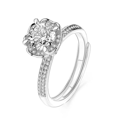 Jeweller Buy 925 Sterling Silver 1.0ct Round Brilliant Cut Moissanite Diamond Engagement Ring