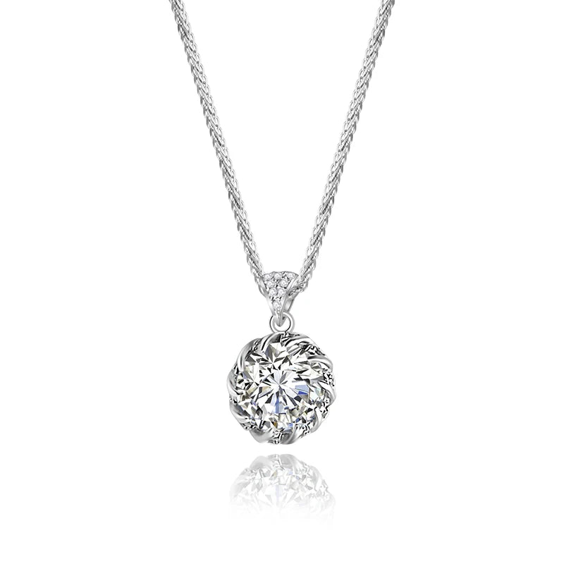 Jeweller Buy Hot Sale Luxury Necklace with 3 Carat Moissanite Pendant 925 Sterling Silver round Shape Necklace