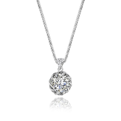 Jeweller Buy Hot Sale Luxury Necklace with 3 Carat Moissanite Pendant 925 Sterling Silver round Shape Necklace