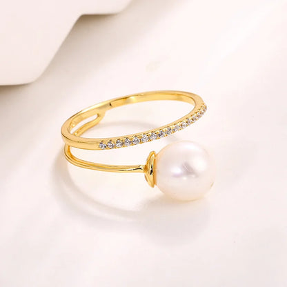 Jewelry manufacturer sterling silver 14k 18k gold plated pearl ring for women ladies