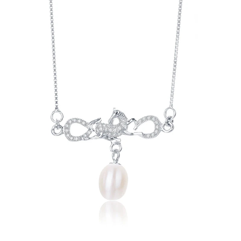 925 sterling silver women teardrop pearl charm drop pendant necklace with pearl pendant