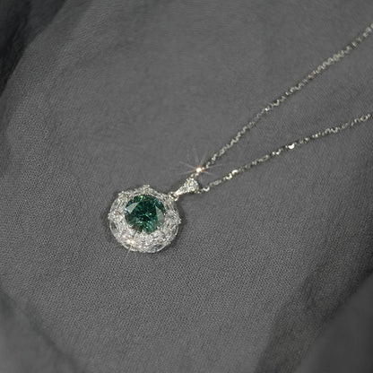 Jeweller Buy Fashionable 925 Sterling Silver Necklace Trendy 3CT Moissanite Diamond Blue Green Pendant Link