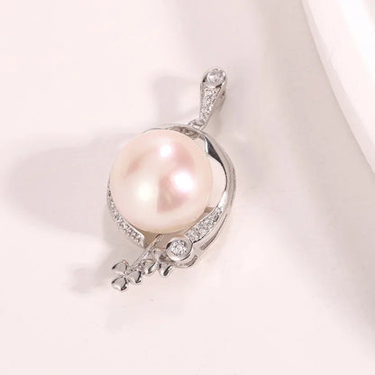 Wholesale personalized 925 sterling silver round large freshwater pearl women pendant
