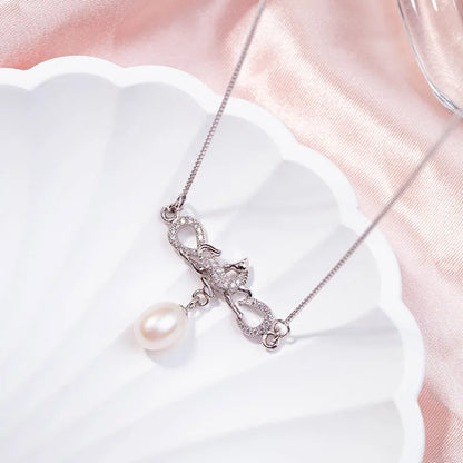 925 sterling silver women teardrop pearl charm drop pendant necklace with pearl pendant