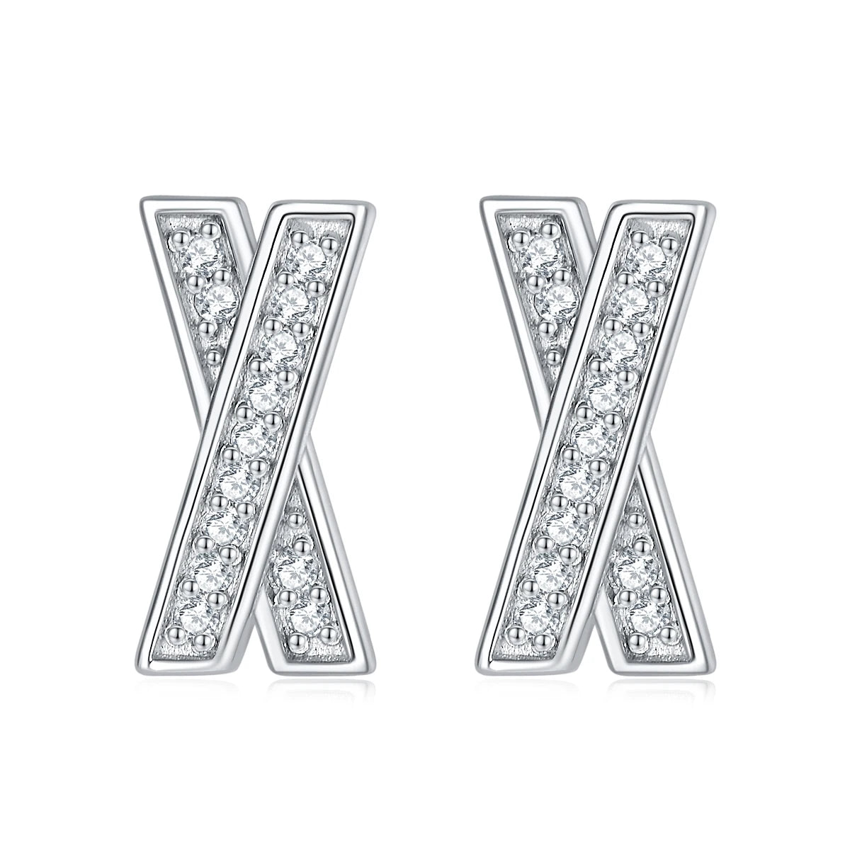 Custom Silver Jewelry Crossover Shaped Original Design White Gold Plating 925 Silver Earrings