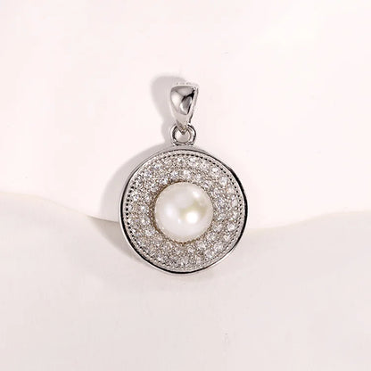Round circle sterling silver single freshwater pearl pendant for girlfriend