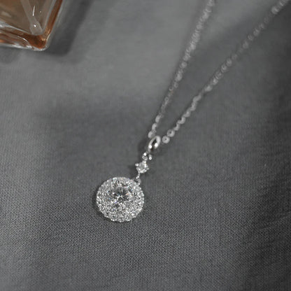 Jeweller Buy Trendy 925 Sterling Silver Necklace with Iced out Moissanite round Pendant Fine Jewelry with Link Chain