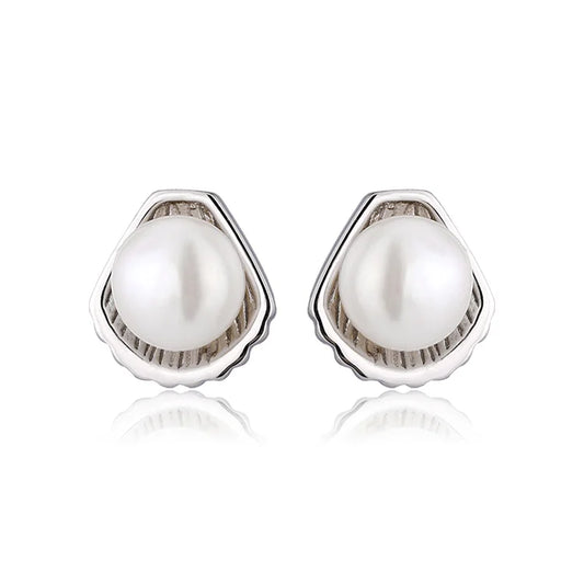 Custom dainty 925 sterling silver unique luxury pearl stud earrings for women