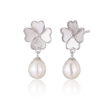 Jewelry bulk wholesale 925 sterling silver flower four 4 leaf clove stud earrings for women