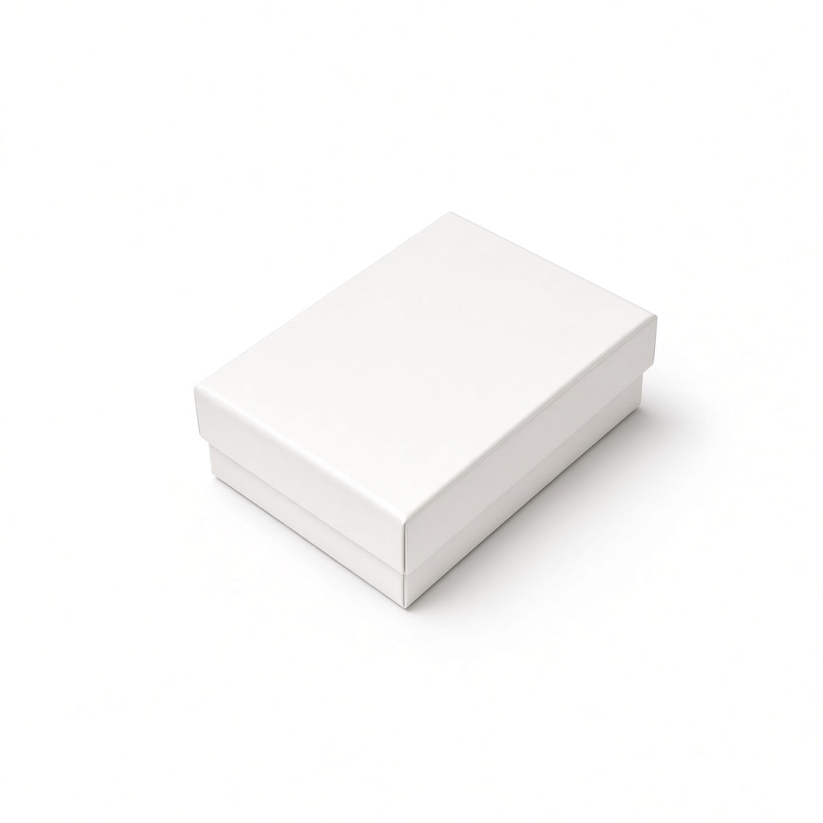 Closed white glossy medium pendant cotton-filled jewelry gift box, 100-piece wholesale pack