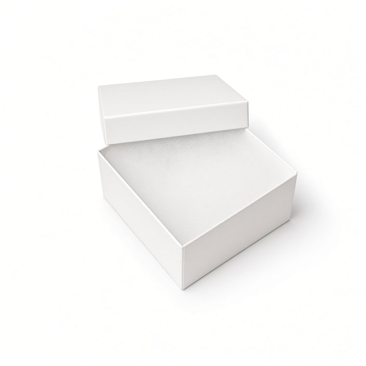 Open white glossy compact ring cotton-filled jewelry box with white protective insert, 100-piece pack