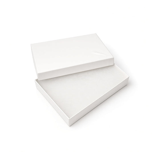Open white glossy large jewelry set cotton-filled jewelry box with white protective insert, 100-piece pack