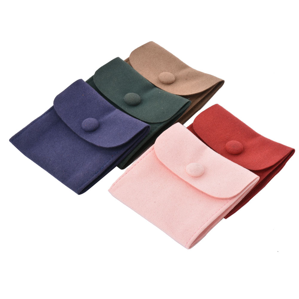 100 PCS 8 × 8 CM Snap Fastener Suede Pouch Jewelry Storage Bags