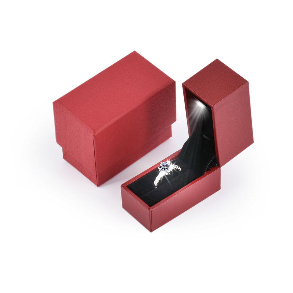 Magnetic Mini Red Black Blue Square Ring Boxes with LED Light for ...