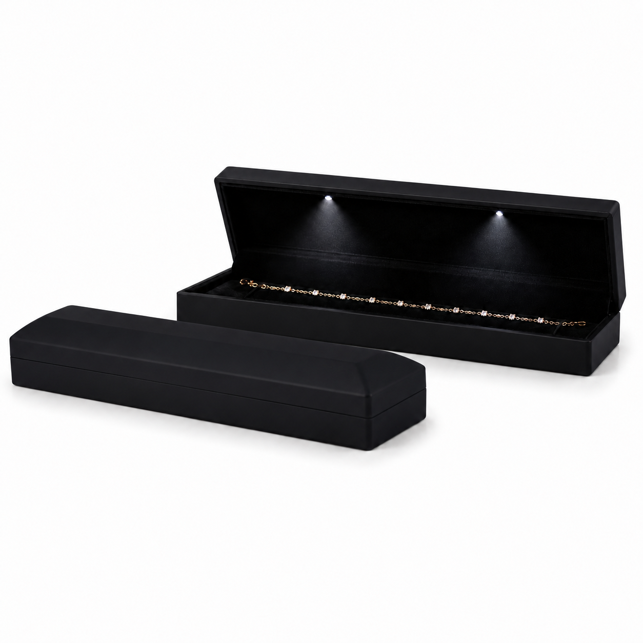 Black Bracelet Box with Dual LED Lights and Padded Interior – Jeweller Buy