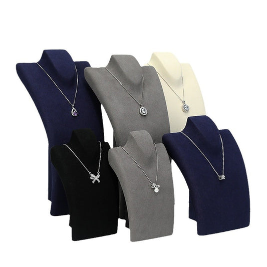 Microfiber Vertical Mannequin Necklace Display Stand，Bust Pendant Jewelry Display Prop