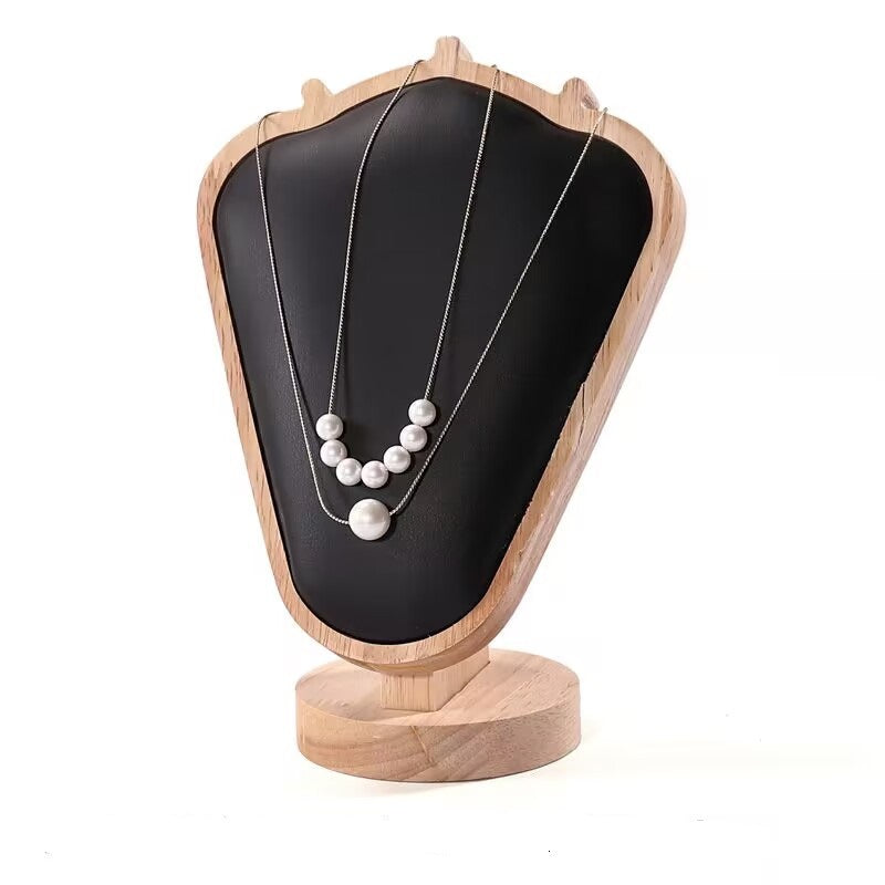 Wood & Velvet Necklace Display Bust - Jewelry Stand for Retail & Home Organization