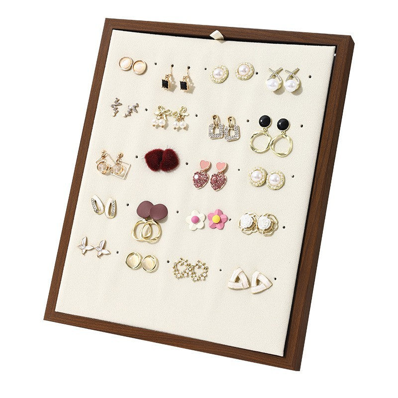 Black Walnut Vertical Ring Stud Earrings Display Stand