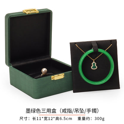 Metal Buckle Black Tess Cloth Box Ring Earrings Necklace Set Box Jewelry Storage Jewelry Box Gift Packaging Box