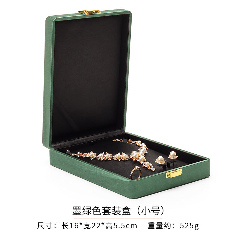 Metal Buckle Black Tess Cloth Box Ring Earrings Necklace Set Box Jewelry Storage Jewelry Box Gift Packaging Box