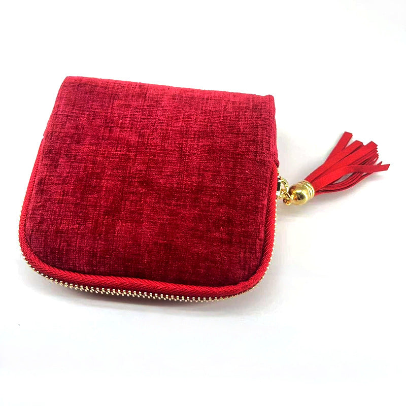 Portable Tassel Zipper Jewelry Bag