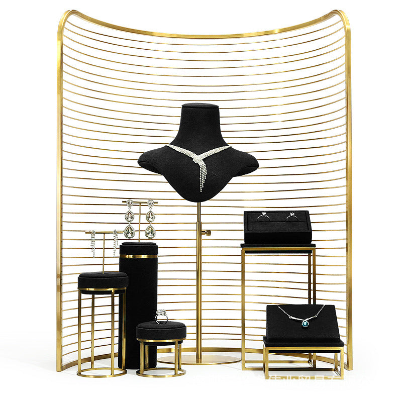 Black Microfiber Jewelry Display Stand for Earrings & Bracelets | High-End Retail Display