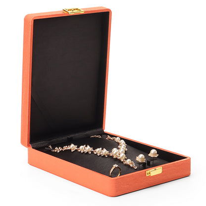 Metal Buckle Black Tess Cloth Box Ring Earrings Necklace Set Box Jewelry Storage Jewelry Box Gift Packaging Box