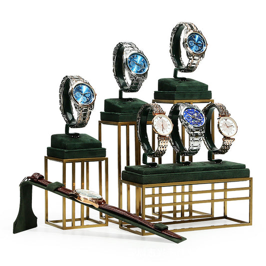 Green Metal Watch Display Stand | Luxury Watch Holder for Window & Live Show