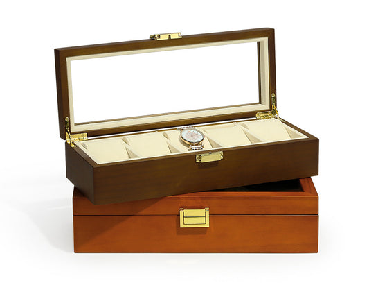 Solid Wood 5-Slot Watch Box with Lid, Watch Display Case & Organizer