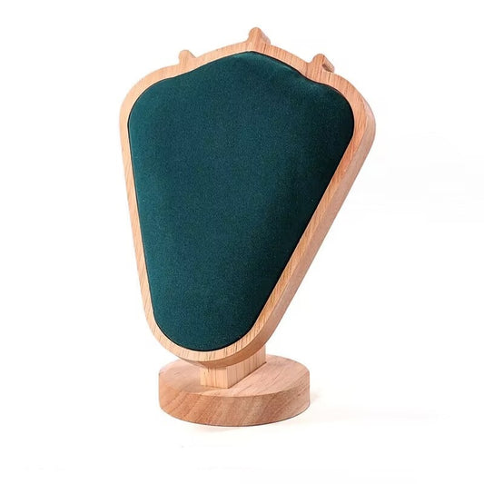 Wood & Velvet Necklace Display Bust - Jewelry Stand for Retail & Home Organization