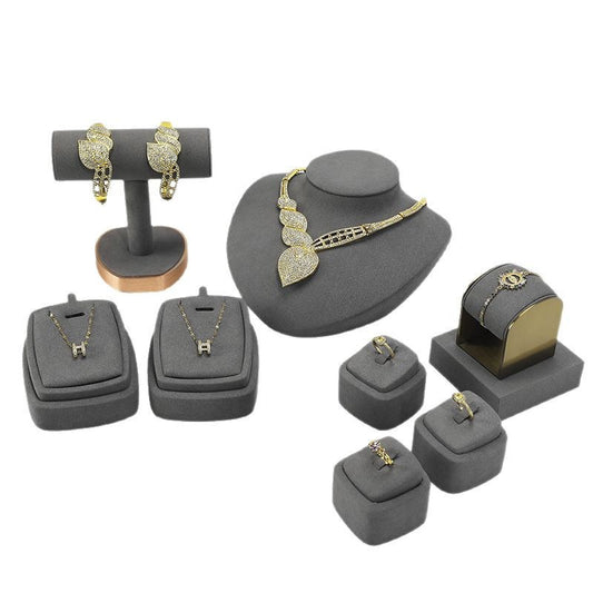Grey Microfiber Human Bust Jewelry Display Stand, Luxury Necklace & Ring Display Prop