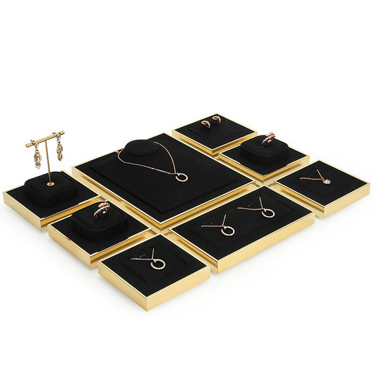 Black Microfiber Jewelry Display Set for Necklace, Ring & Earring Stand