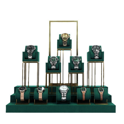Premium Green Metal & Microfiber Watch & Bracelet Display Stand
