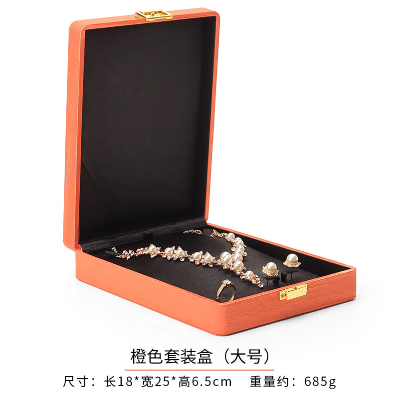 Metal Buckle Black Tess Cloth Box Ring Earrings Necklace Set Box Jewelry Storage Jewelry Box Gift Packaging Box