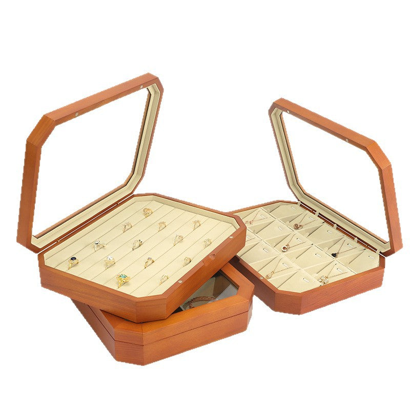 Wooden Magnetic Jewelry Box for Rings, Necklaces & Earrings