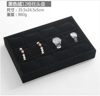 Ice Flower Velvet Small Pillow Plate 12-grid Stall Bracelet Bracelet String Storage Box Stall Props Jewelry Watch Display Plate